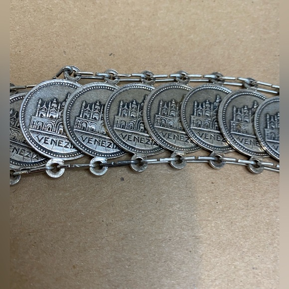 Vintage Italian Silver Tone Coin Bracelet from Venezia/Venice - Picture 3 of 10
